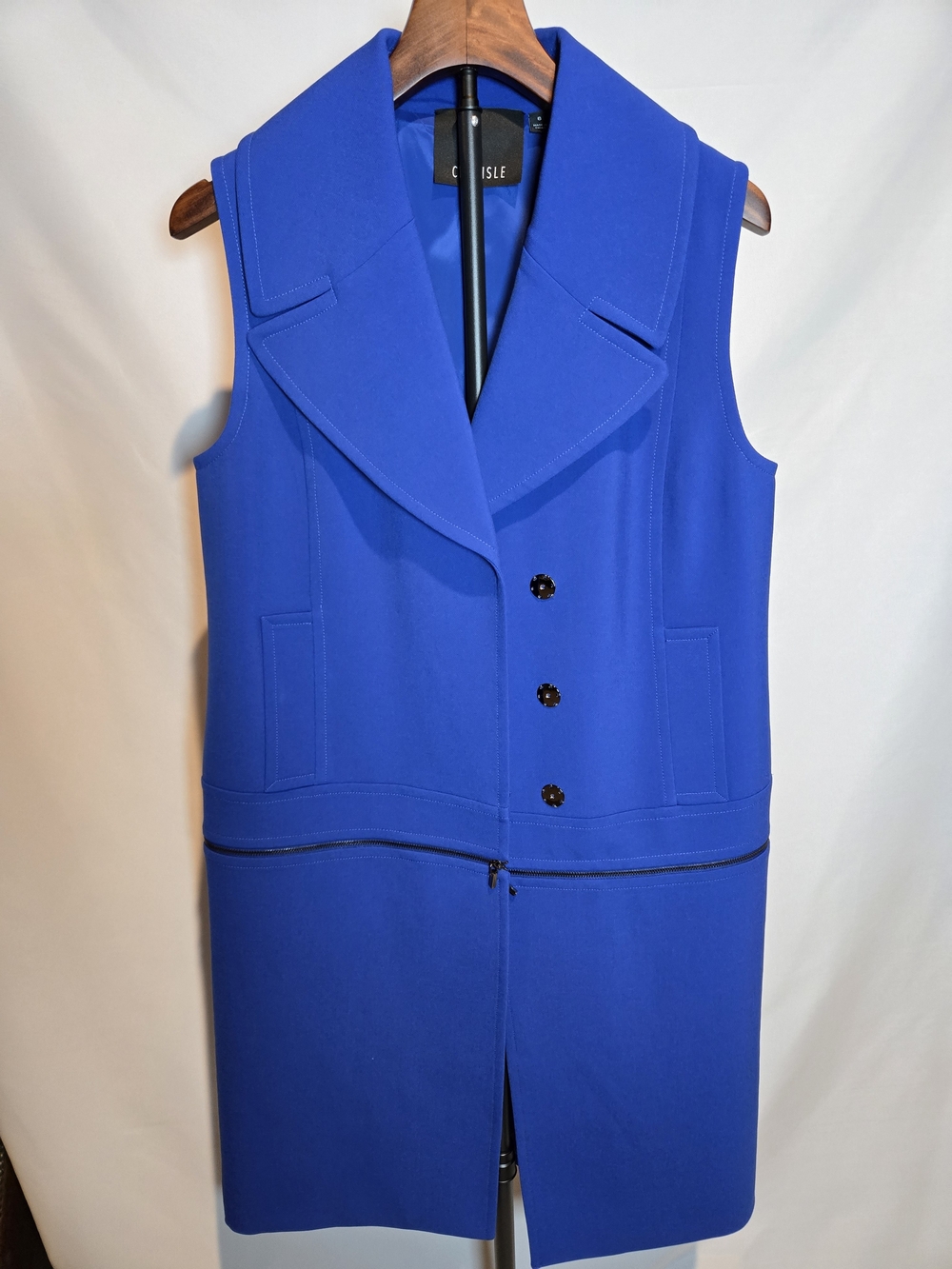 Cobalt Blue Sleeveless Convertible Long Vest NWOT